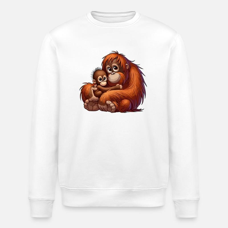 Orang-Utan-Mutter mit Kind - Stanley/Stella Unisex Bio-Sweatshirt ROLLER - Weiß