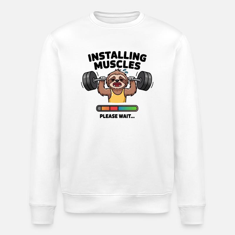 Loading Muscles Sloth - Stanley/Stella ROLLER Unisex Organic Sweatshirt - white