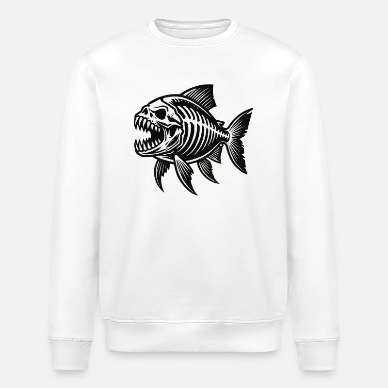 skelett piranha - Stanley/Stella Unisex Bio-Sweatshirt ROLLER - Weiß