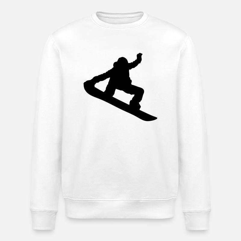 Snowboarder Silhouette - Stanley/Stella ROLLER Unisex Organic Sweatshirt - white