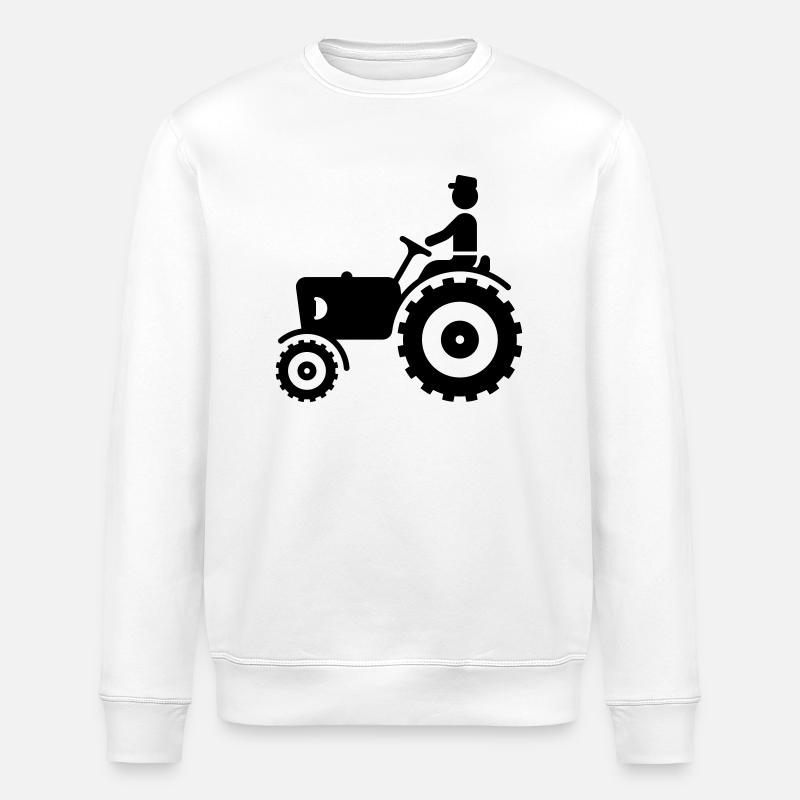 Farmer With Tractor - Stanley/Stella ROLLER Unisex Organic Sweatshirt - white