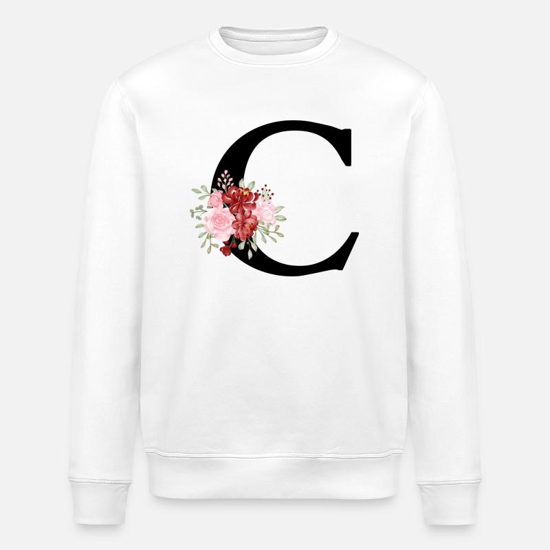 Roter Blumenbuchstabe c - Stanley/Stella Unisex Bio-Sweatshirt ROLLER - Weiß