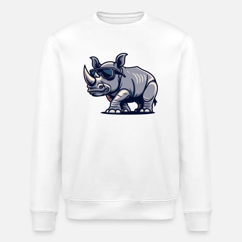 Rhino Comic Cool - Stanley/Stella ROLLER Unisex Organic Sweatshirt - white
