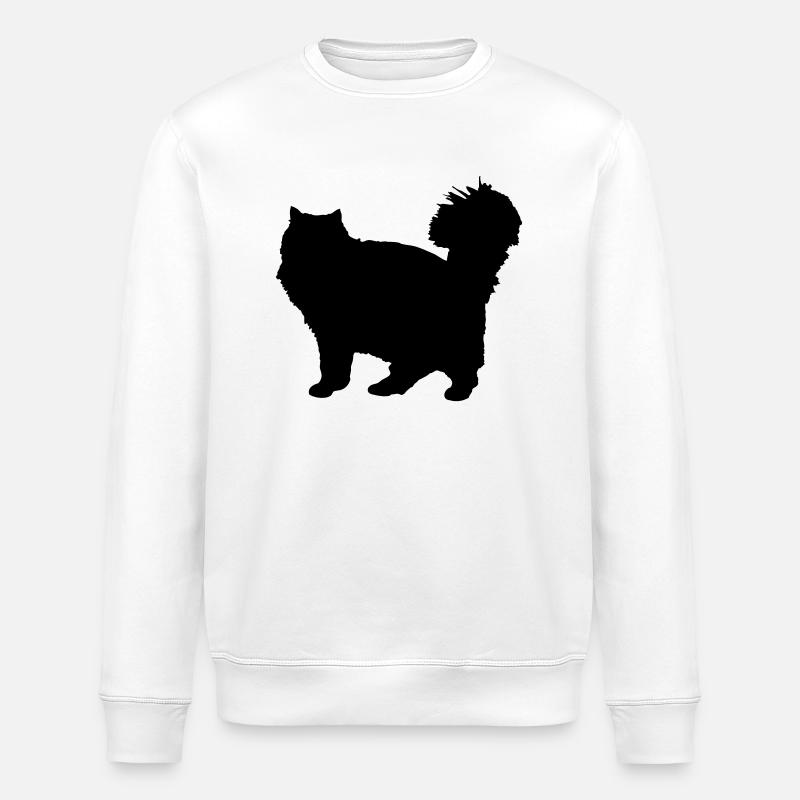 Vector Cat Silhouette - Stanley/Stella ROLLER Unisex Organic Sweatshirt - white