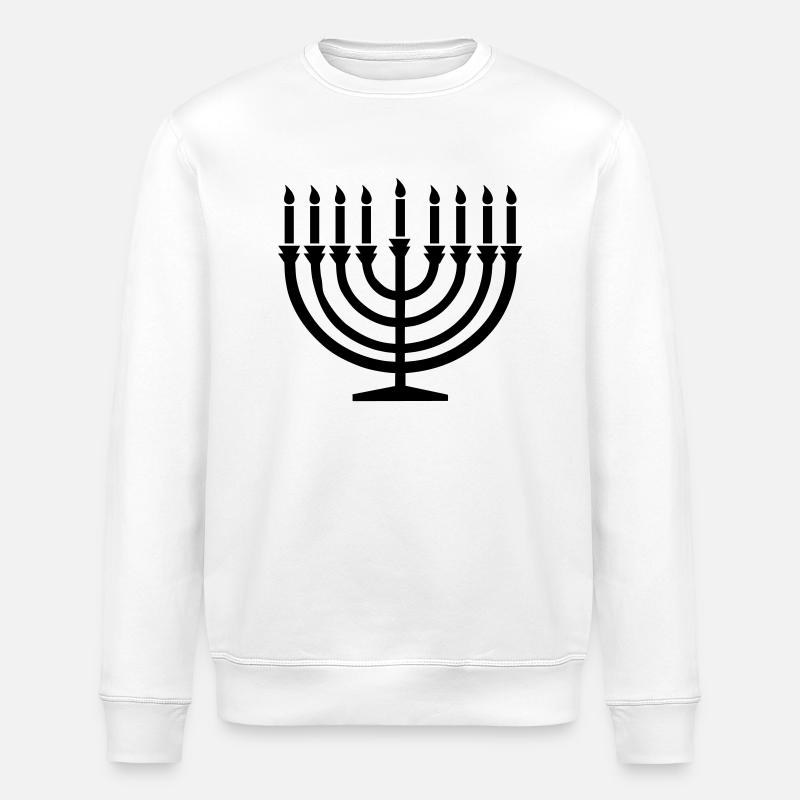 Hanukkah Menora - Stanley/Stella ROLLER Unisex Organic Sweatshirt - white
