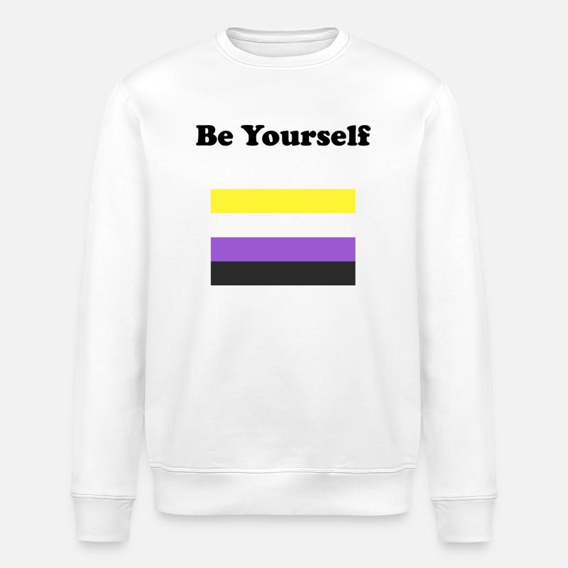 Drapeau non binaire Soyez vous-même - Sweat bio ROLLER Stanley/Stella Unisexe - blanc