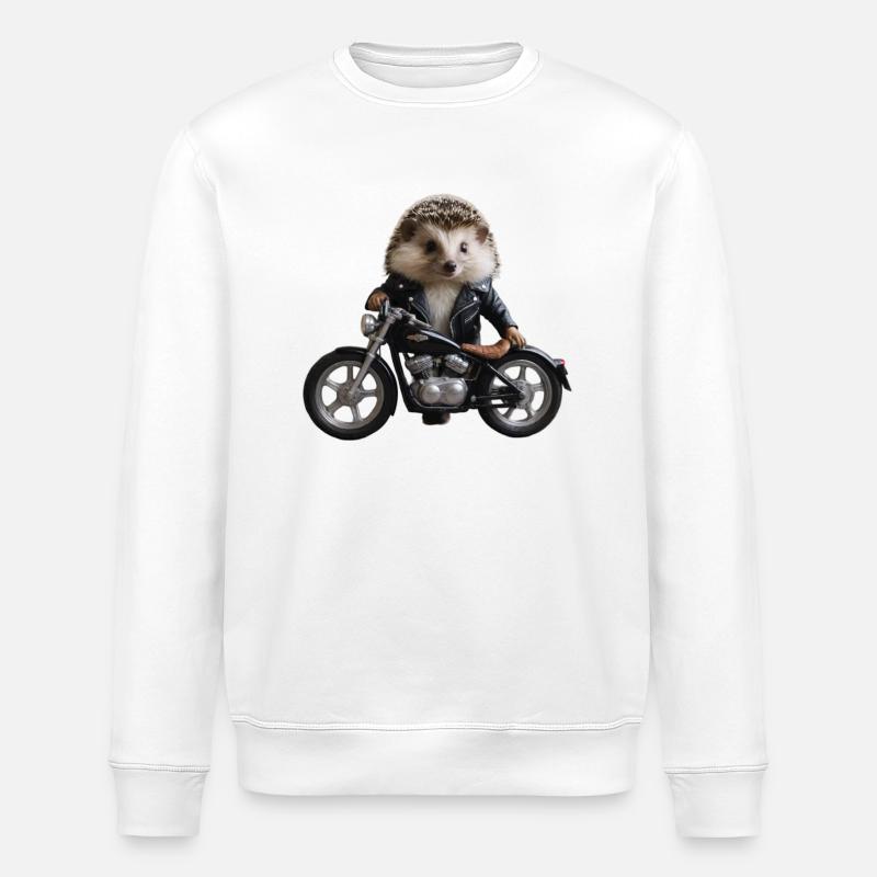 Biker-Igel - Stanley/Stella Unisex Bio-Sweatshirt ROLLER - Weiß