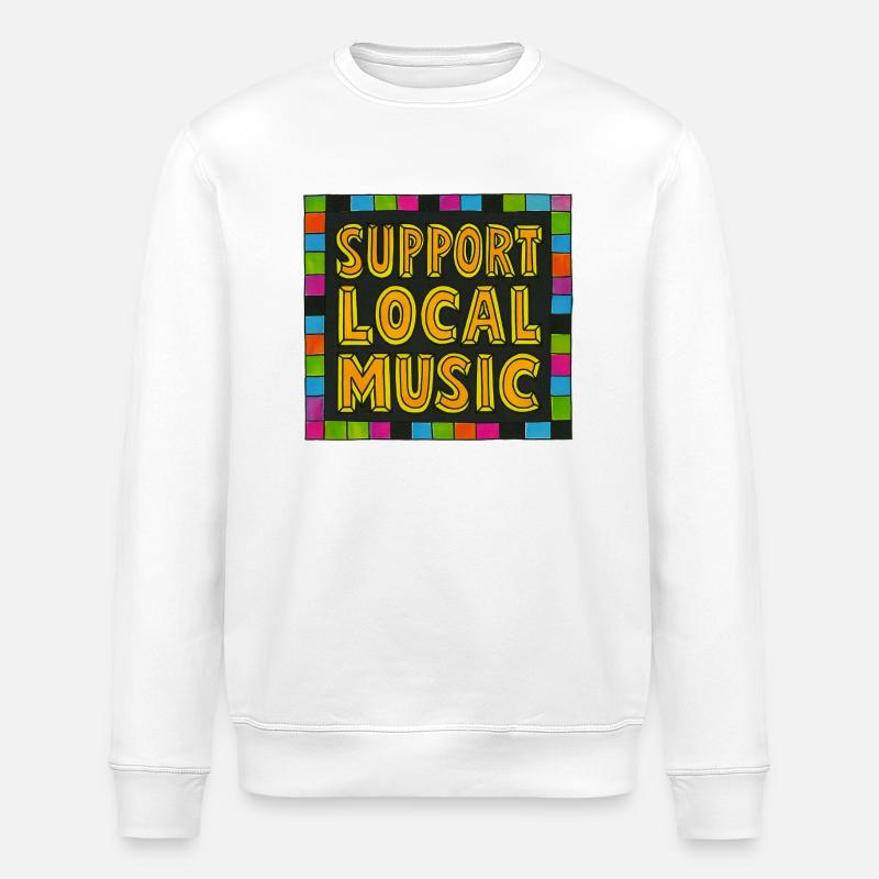 Support Local Music - Stanley/Stella ROLLER Unisex Organic Sweatshirt - white