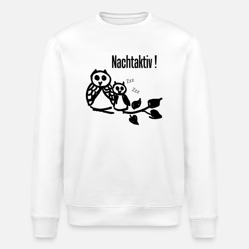 Eulen "Nachtaktiv" - Stanley/Stella Unisex Bio-Sweatshirt ROLLER - Weiß