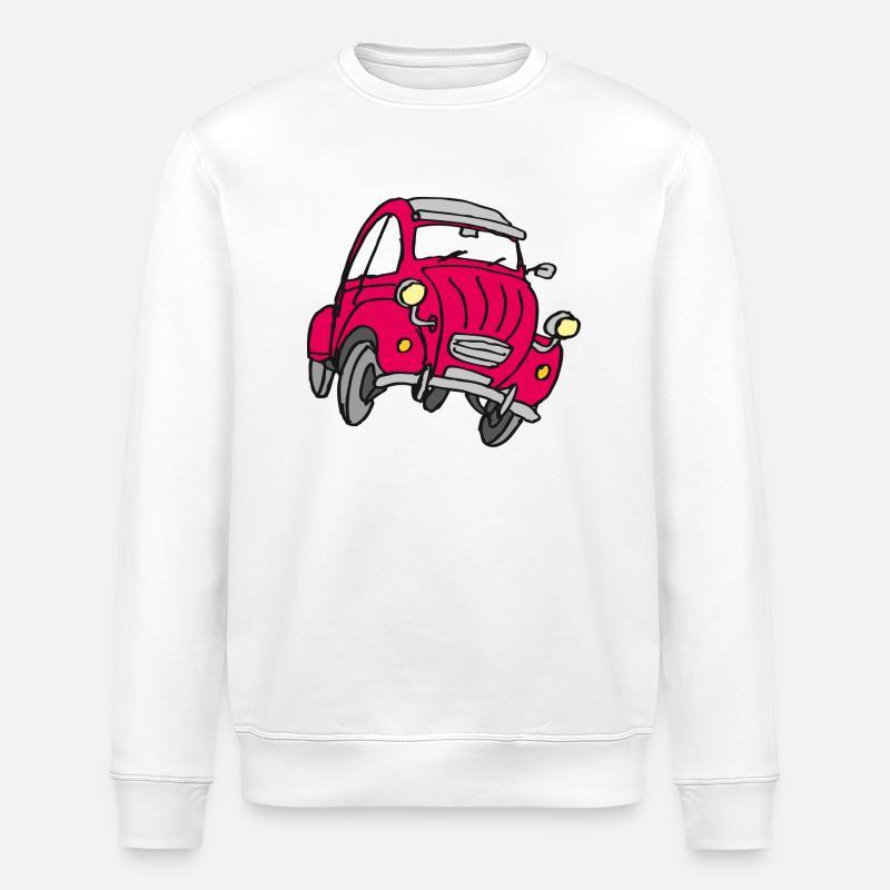 Comic Kleinwagen Rot - Stanley/Stella Unisex Bio-Sweatshirt ROLLER - Weiß