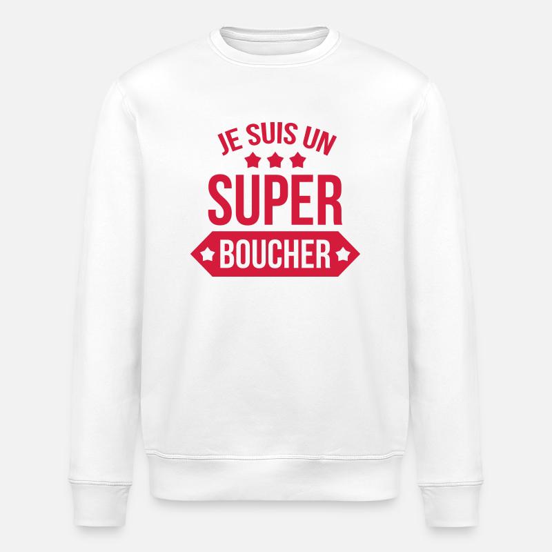 Je suis un Super Boucher ! - Sweat bio ROLLER Stanley/Stella Unisexe - blanc