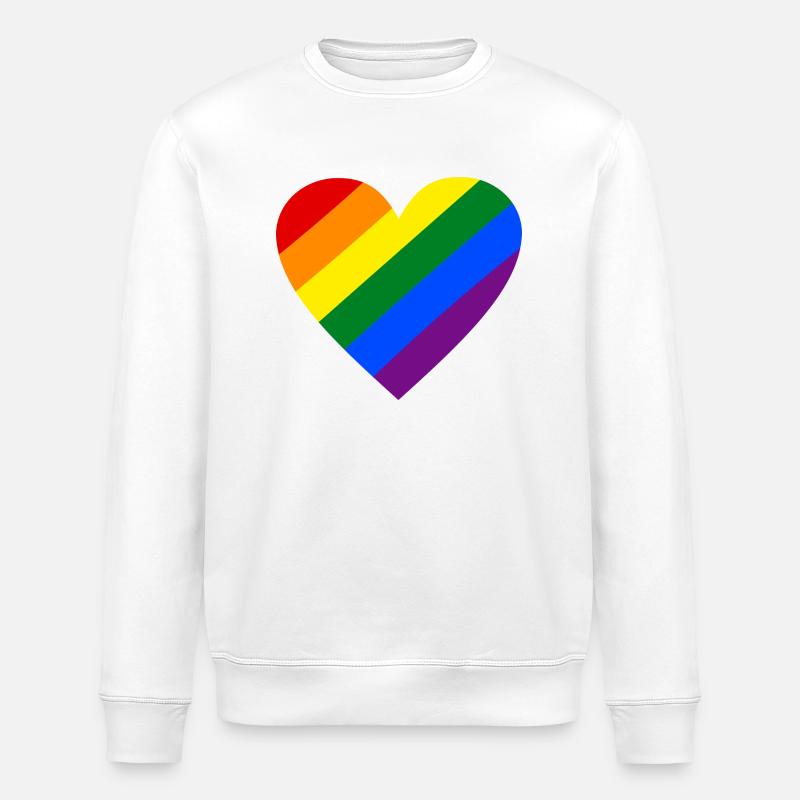 Regenbogen Herz - Stanley/Stella Unisex Bio-Sweatshirt ROLLER - Weiß