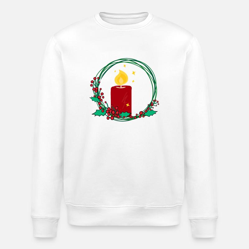 Weihnachtskranz mit Kerze - Stanley/Stella Unisex Bio-Sweatshirt ROLLER - Weiß