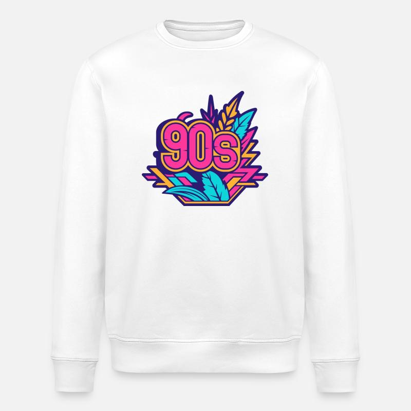 90s Logo - Stanley/Stella ROLLER Unisex Organic Sweatshirt - white