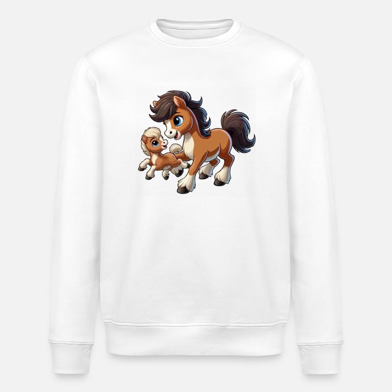 Poney avec enfant gambadant - Sweat bio ROLLER Stanley/Stella Unisexe - blanc