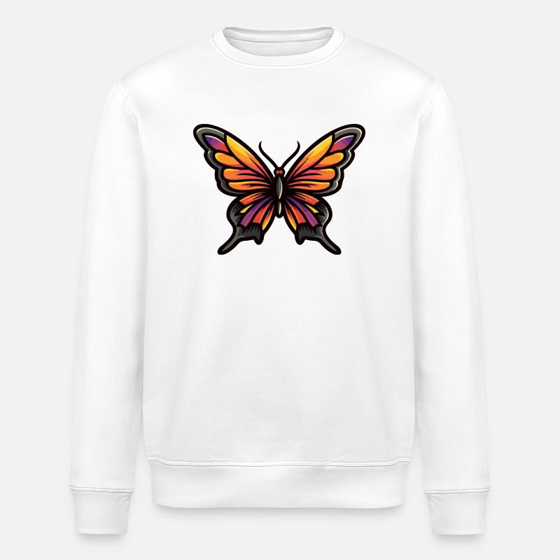 Schmetterling Comic - Stanley/Stella Unisex Bio-Sweatshirt ROLLER - Weiß