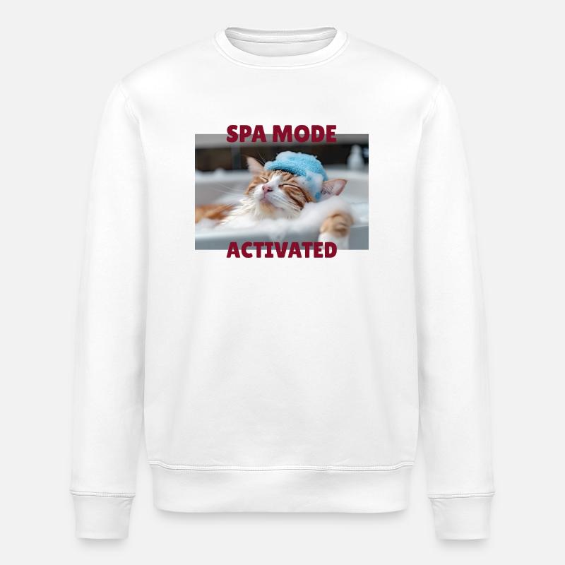 Spa-Modus Katze - Stanley/Stella Unisex Bio-Sweatshirt ROLLER - Weiß