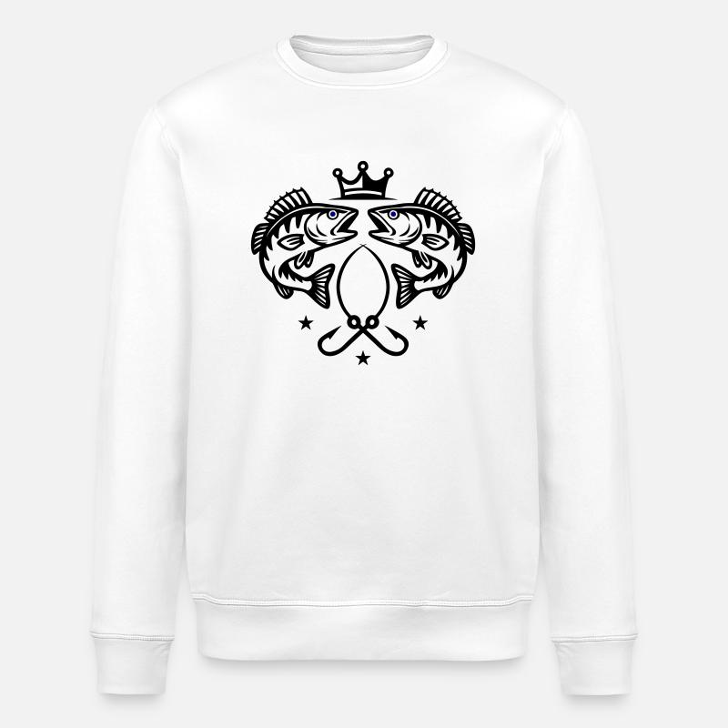 Fishing Pike Fish Icon - Stanley/Stella ROLLER Unisex Organic Sweatshirt - white