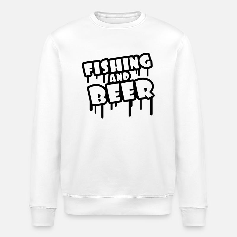 Fishing And Beer Graffiti - Stanley/Stella Unisex Bio-Sweatshirt ROLLER - Weiß