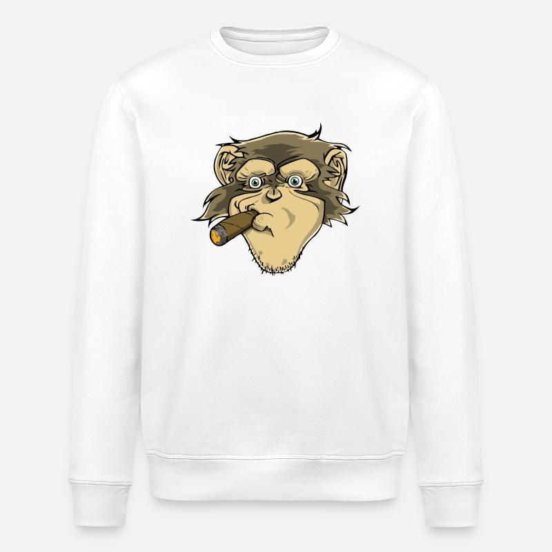 Chimpanzee - Stanley/Stella ROLLER Unisex Organic Sweatshirt - white