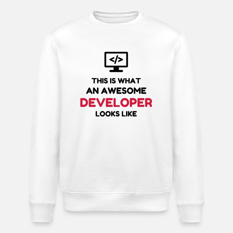 Developer Entwickler Développeur Computer Geek - Stanley/Stella ROLLER Unisex Organic Sweatshirt - white
