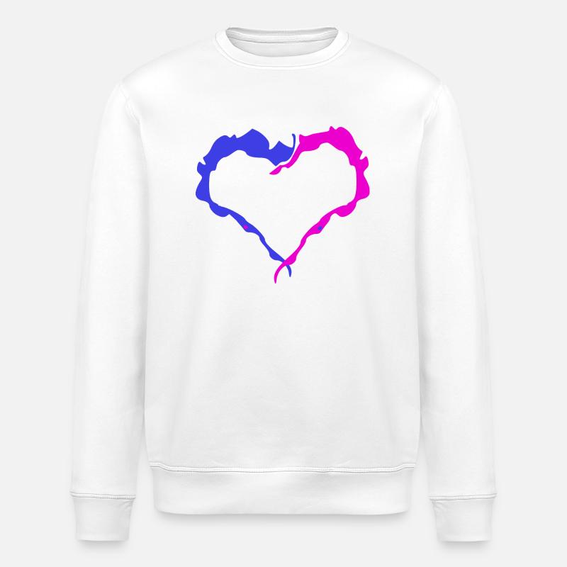 Rosa & Blaues Herz - Stanley/Stella Unisex Bio-Sweatshirt ROLLER - Weiß