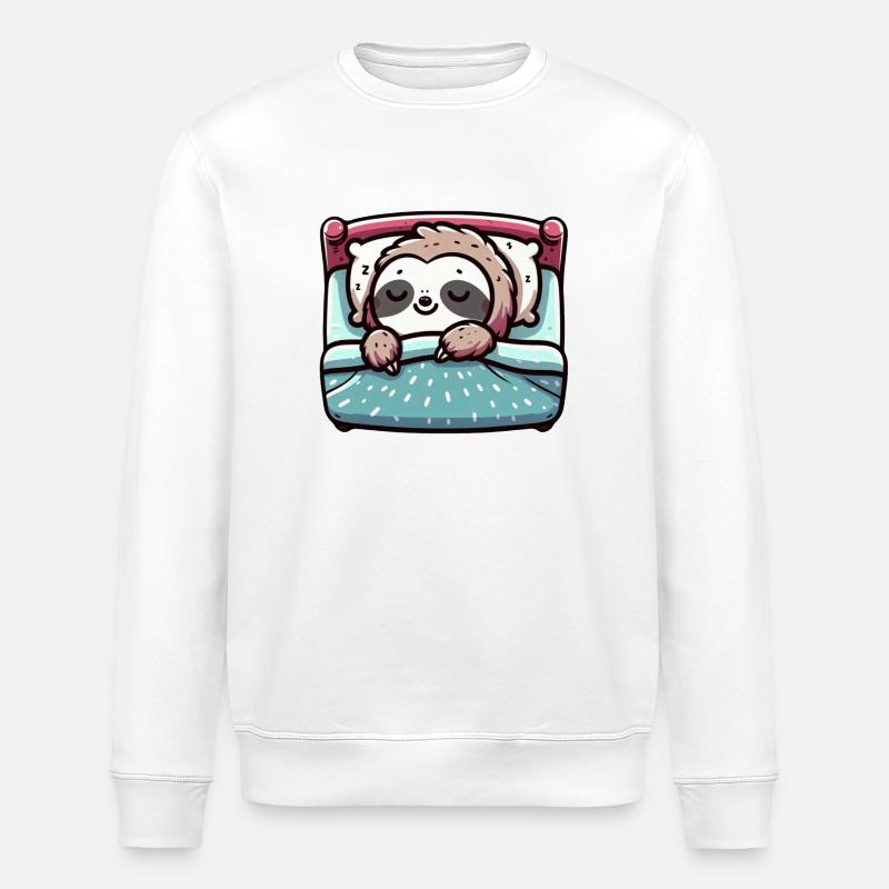 Sleeping Sloth - Friedlicher Charme - Stanley/Stella Unisex Bio-Sweatshirt ROLLER - Weiß