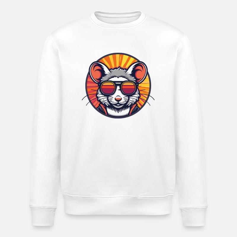 Mouse Comic Cool - Stanley/Stella ROLLER Unisex Organic Sweatshirt - white