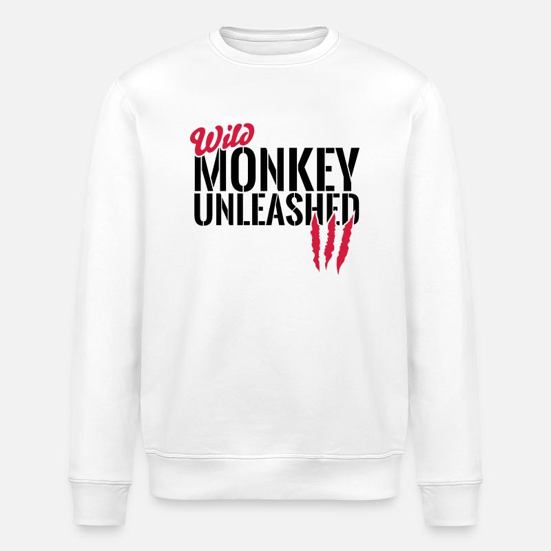Wild monkey unleashed - Stanley/Stella ROLLER Unisex Organic Sweatshirt - white