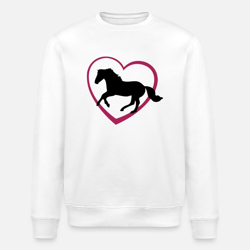 Galloping Horse with Heart - Stanley/Stella Unisex Bio-Sweatshirt ROLLER - Weiß