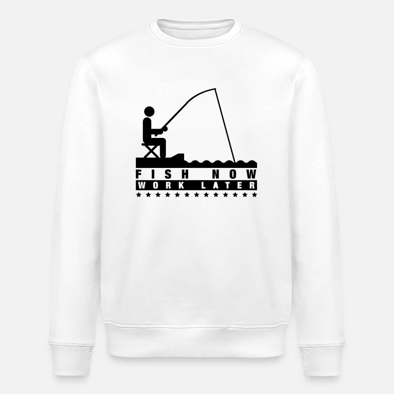 fish_now_work_later_f1 - Stanley/Stella Unisex Bio-Sweatshirt ROLLER - Weiß