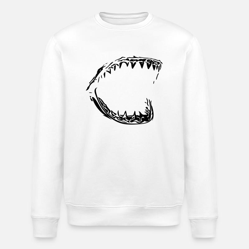 Giant vector shark bit - Stanley/Stella ROLLER Unisex Organic Sweatshirt - white