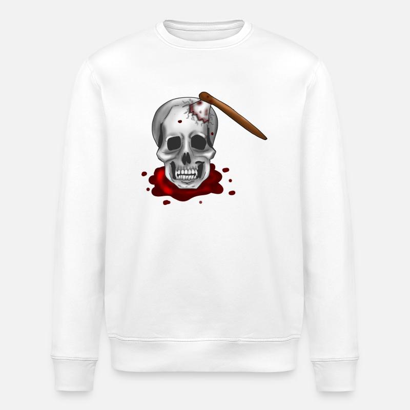Skull with axe - Stanley/Stella ROLLER Unisex Organic Sweatshirt - white