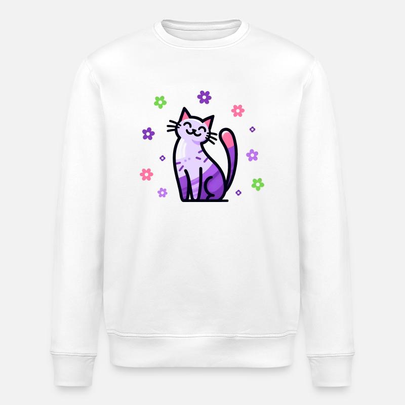 Happy Cat - Stanley/Stella Unisex Bio-Sweatshirt ROLLER - Weiß