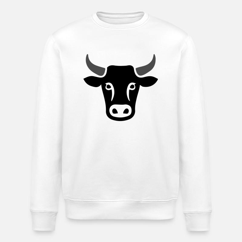Tête de bovin vache - Sweat bio ROLLER Stanley/Stella Unisexe - blanc