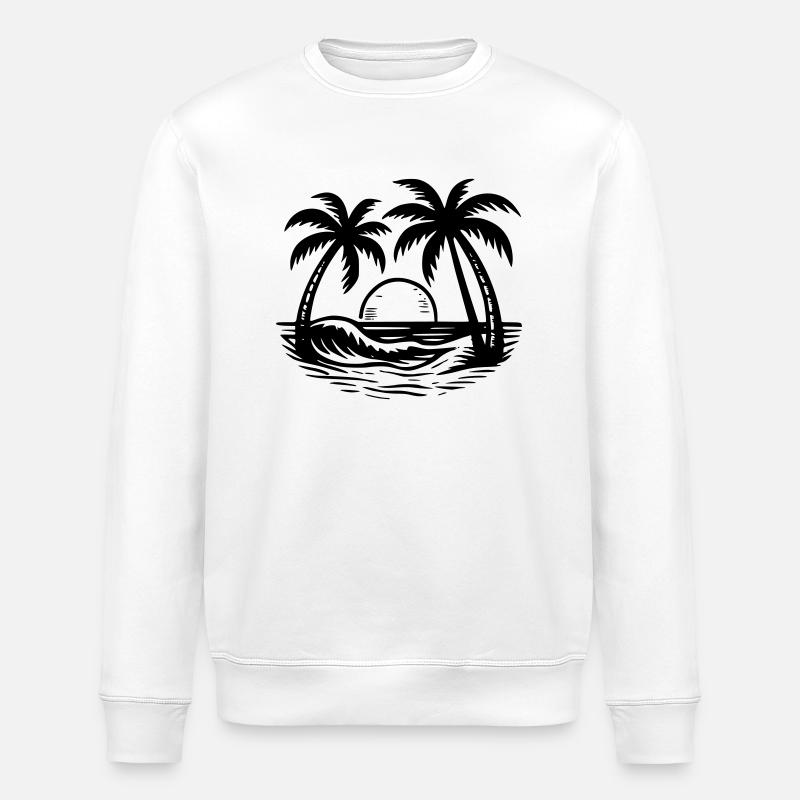 Palmier à la plage - Sweat bio ROLLER Stanley/Stella Unisexe - blanc