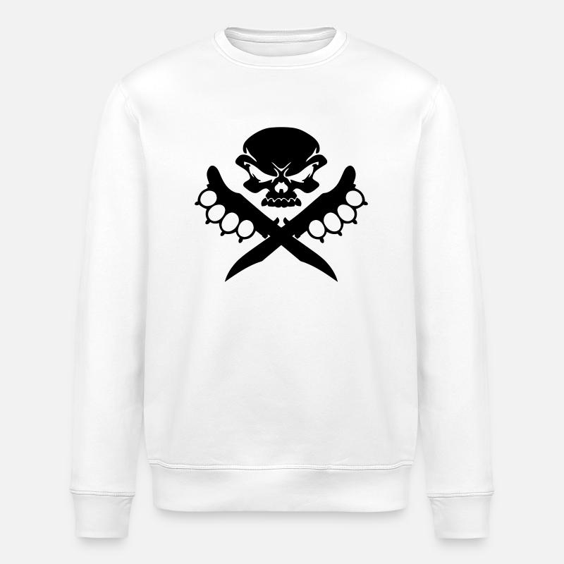 skull and knife - Stanley/Stella ROLLER Unisex Organic Sweatshirt - white