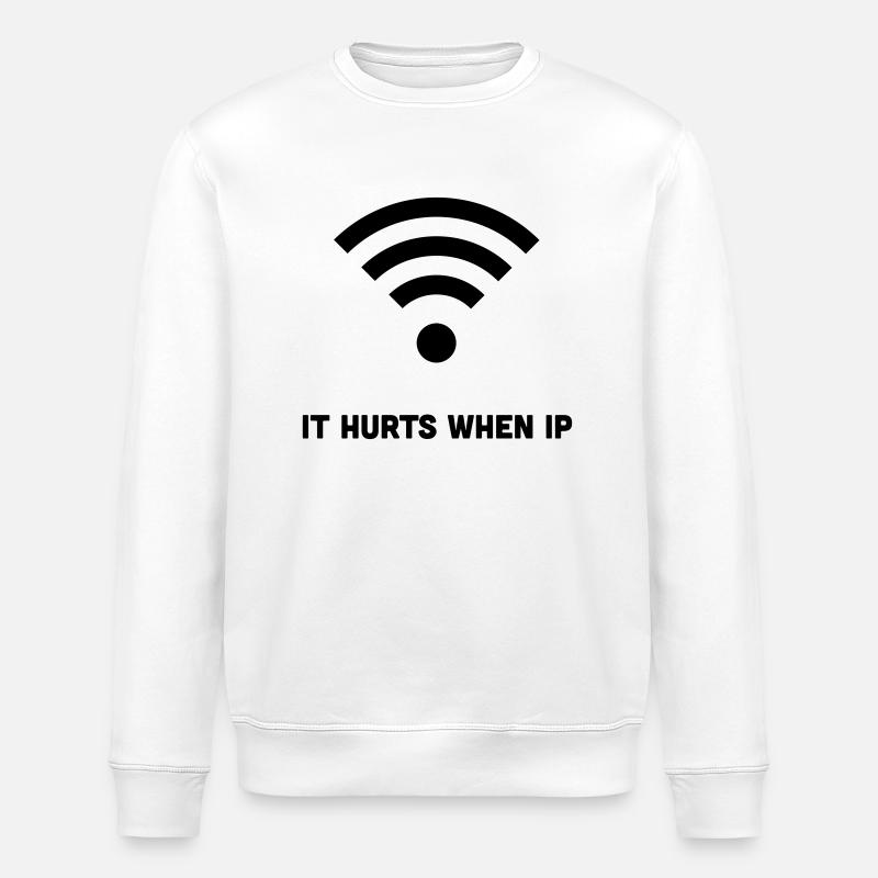 WIFI IT HURTS WHEN IP - Stanley/Stella Unisex Bio-Sweatshirt ROLLER - Weiß