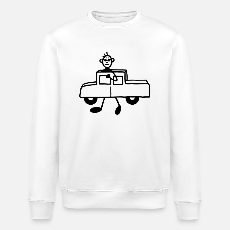 Man carrying his car - Stanley/Stella ROLLER Unisex Organic Sweatshirt - white