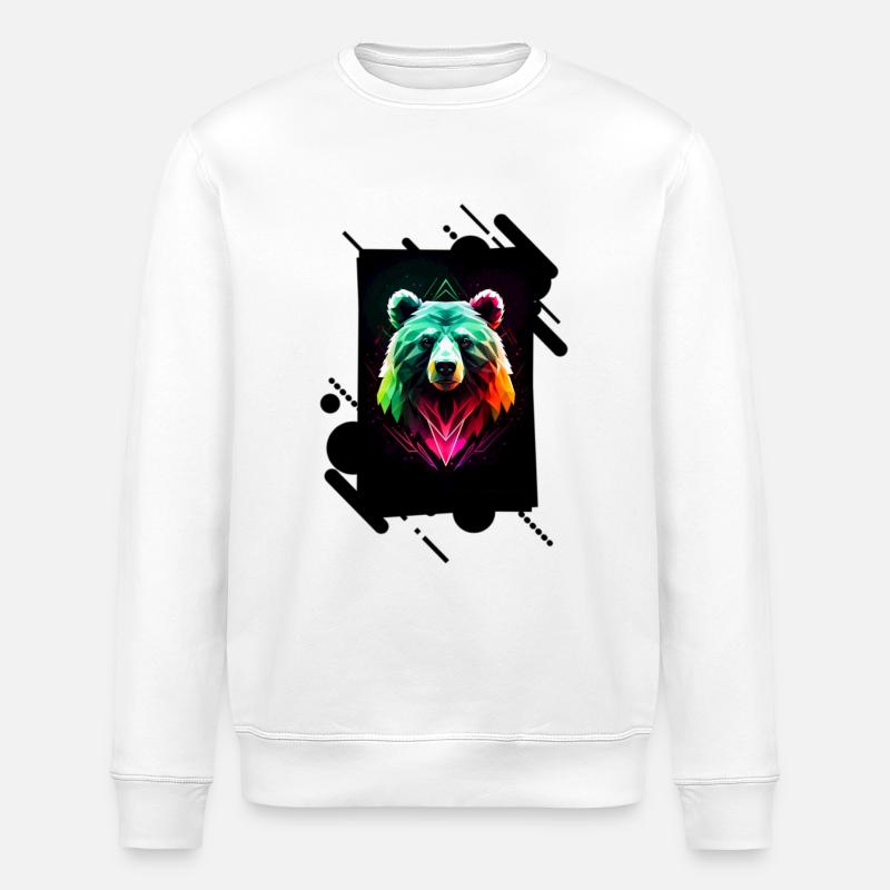 Bunter Neonbär - Stanley/Stella Unisex Bio-Sweatshirt ROLLER - Weiß