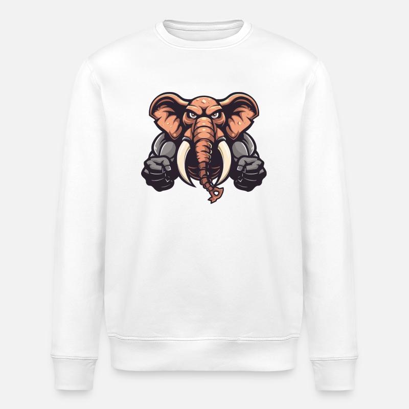 Elephant Animal Comic - Stanley/Stella ROLLER Unisex Organic Sweatshirt - white