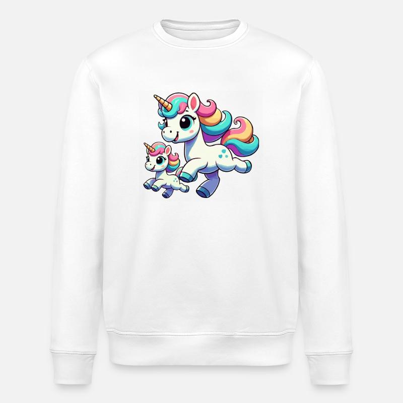 Einhorn-Mutter mit Kind - Stanley/Stella Unisex Bio-Sweatshirt ROLLER - Weiß