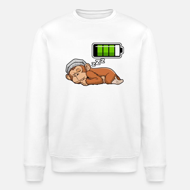 Monkey Sleeping Recharging Night Bedtime - Stanley/Stella Unisex Bio-Sweatshirt ROLLER - Weiß