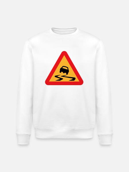 Rutsch-Auto-Warnschild - Stanley/Stella Unisex Bio-Sweatshirt ROLLER - Weiß