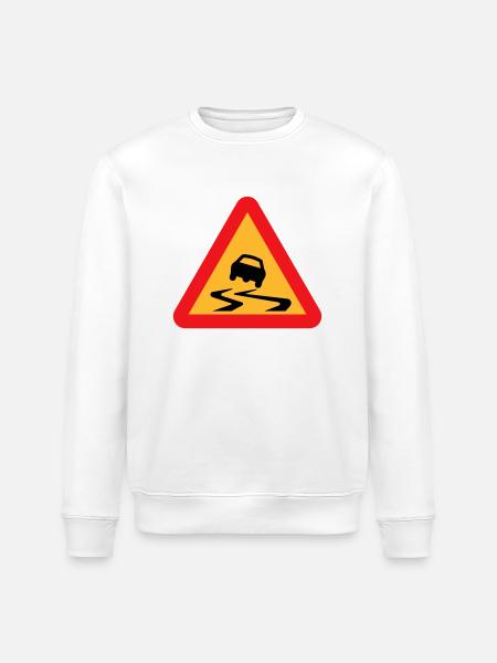 Slippery Road Car Warning - Stanley/Stella ROLLER Unisex Organic Sweatshirt - white