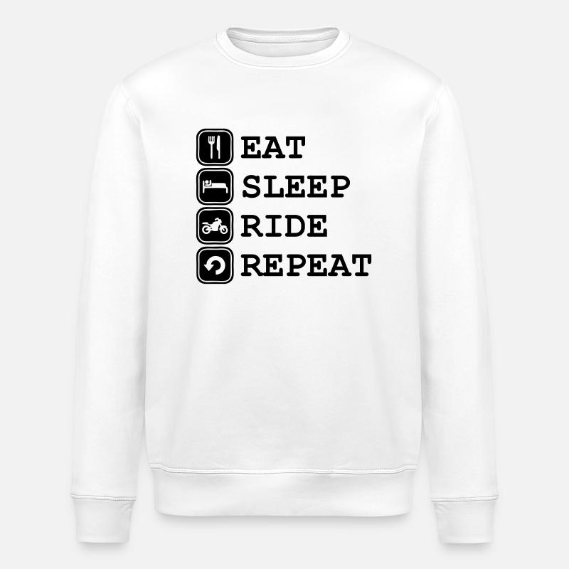 Eat, sleep, ride, repeat - Stanley/Stella ROLLER Unisex Organic Sweatshirt - white