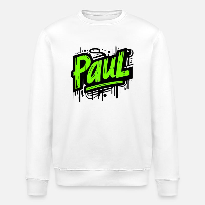 Paul Surname First Name Graffiti - Stanley/Stella ROLLER Unisex Organic Sweatshirt - white