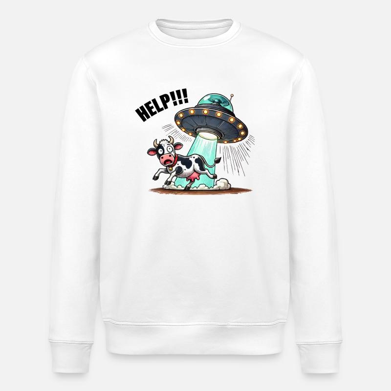 ufo kuh - Stanley/Stella Unisex Bio-Sweatshirt ROLLER - Weiß