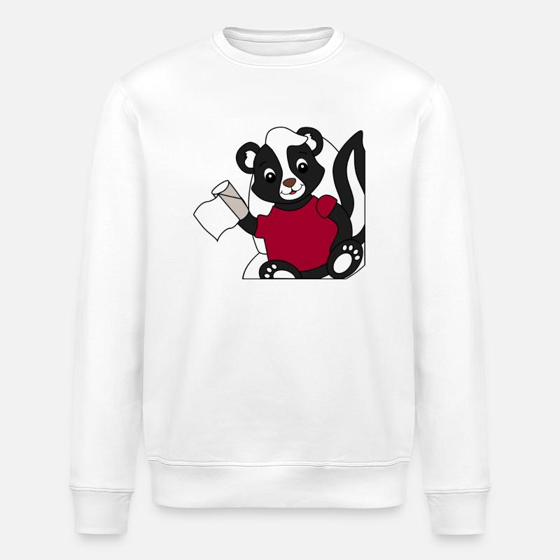 Skunk Pixie sur les toilettes - Sweat bio ROLLER Stanley/Stella Unisexe - blanc