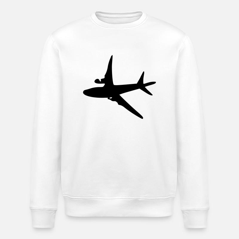 Airplane -6 - Stanley/Stella ROLLER Unisex Organic Sweatshirt - white